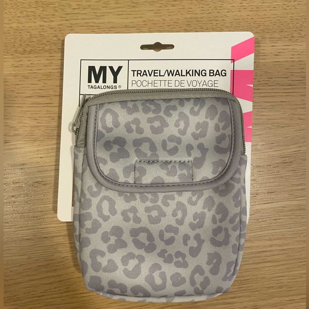 grey leopard travel/walking bag
